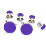 Purple Stone Tuxedo Studs and Cufflinks Silver Trim